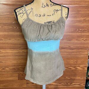Boston Proper Sleeveless green tank top strappy tie dye built in bra juniors L u